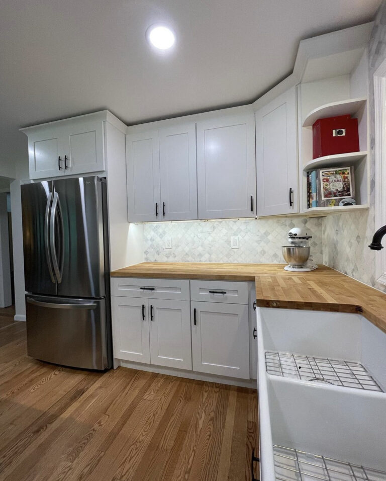 Compeleted Renovated Kitchen with Wooden Countertops
